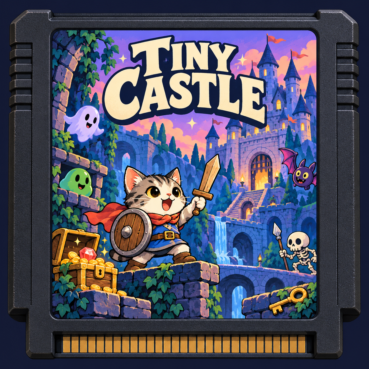 TINY CASTLE illustrated game cartridge